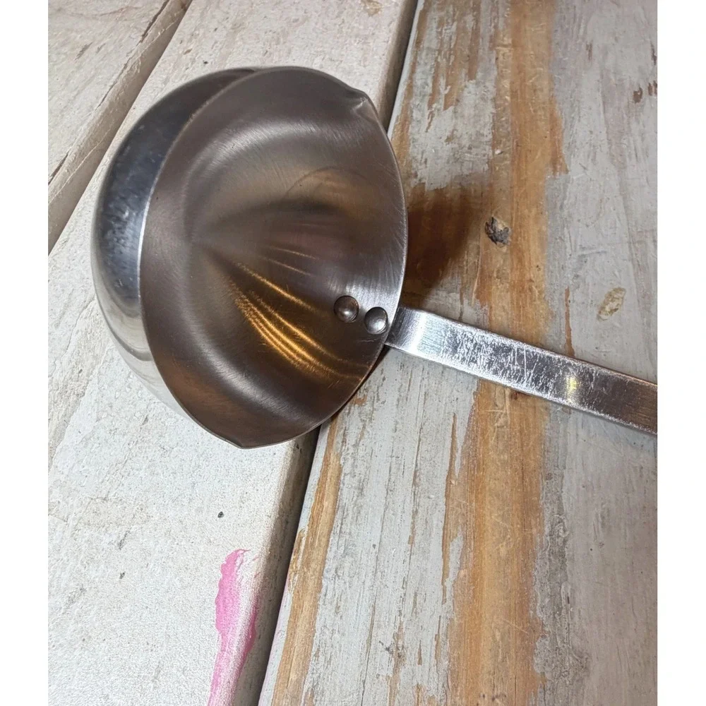 Vintage STANLEY Stainless Steel Ladle USA Cornucopia Fruit Harvest Print MCM